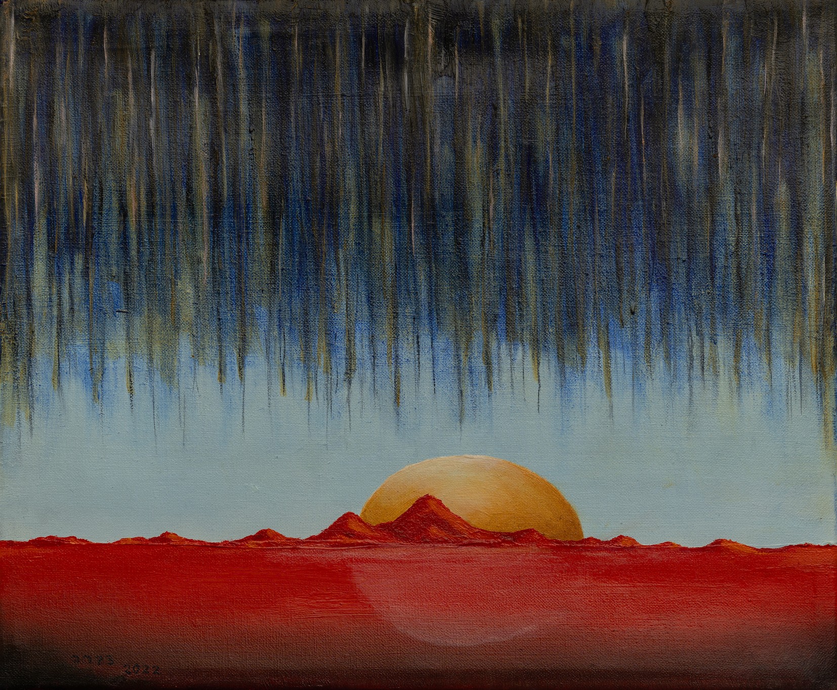יוסי דברה, The Last Moon, 2022, שמן על פשתן, 25×30 ס״מ