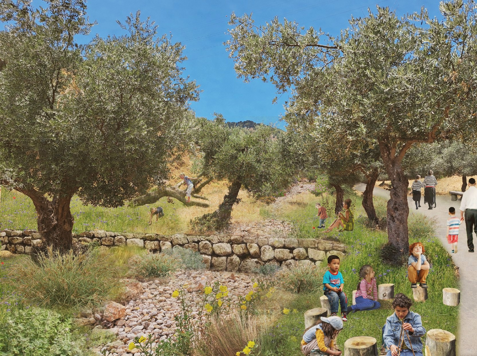2.5 מיליון שקל לשיקום ואדי כרמי הזיתים: הריאה הירוקה החדשה של חצור הגלילית. צילום: הדמייה משרד תכנון נחלת
