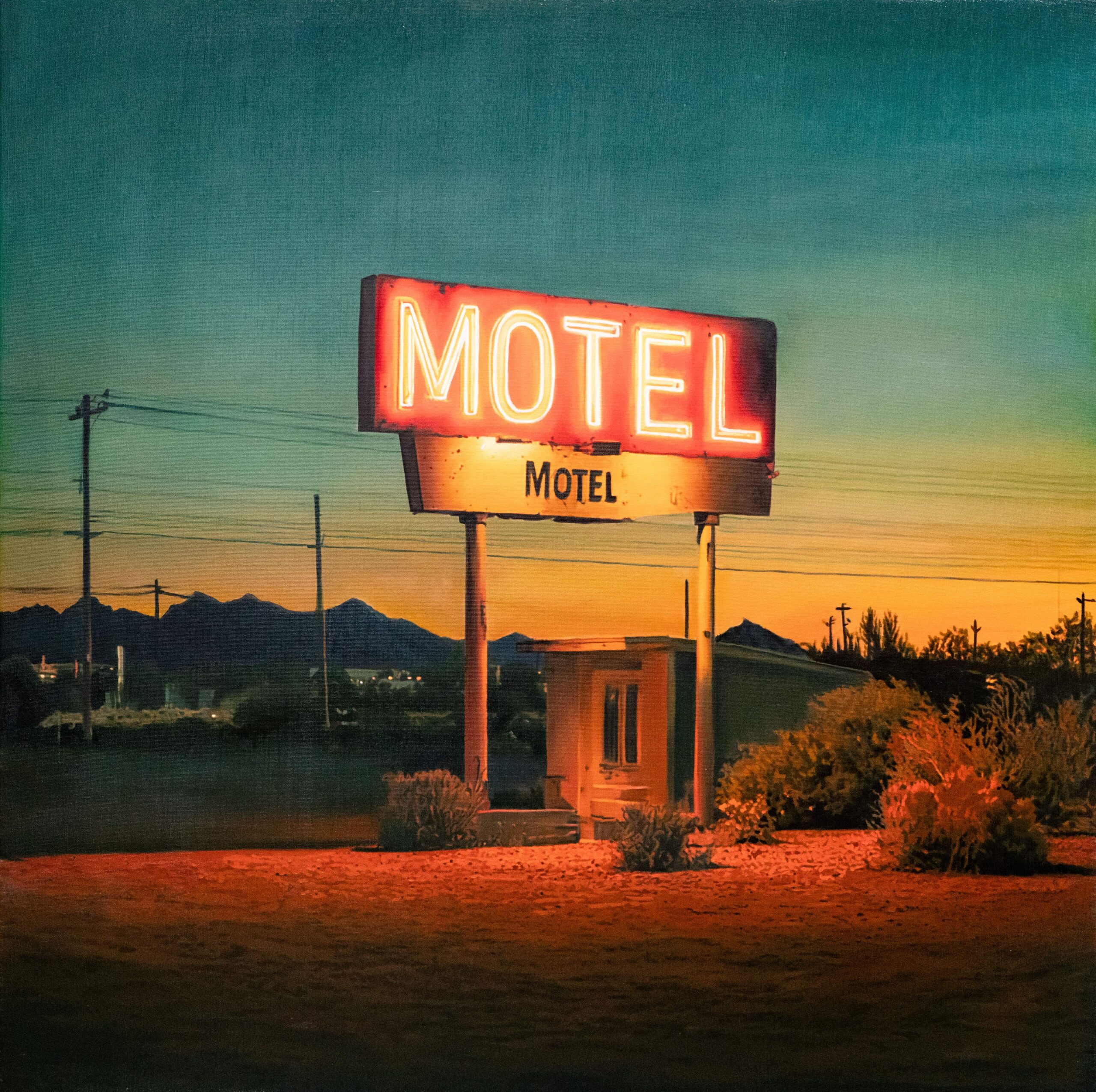 Forgotten Motel, ציור שמן על בד מאת יגאל עוזרי משנת 2026