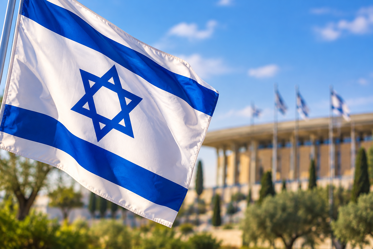 דגל ישראל מעל הכנסת ביום הבחירות 2026
